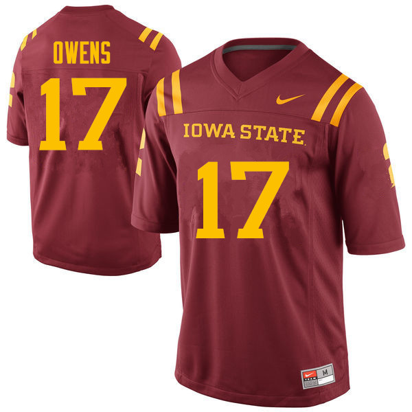 Iowa State Cyclones Men's #17 Garrett Owens Nike NCAA Authentic Cardinal College Stitched Football Jersey HY42H36HD